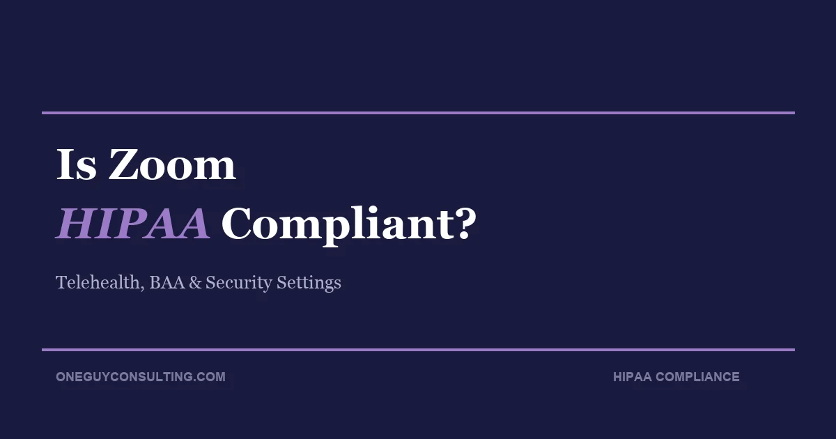 Zoom logo with HIPAA compliance analysis for healthcare video conferencing